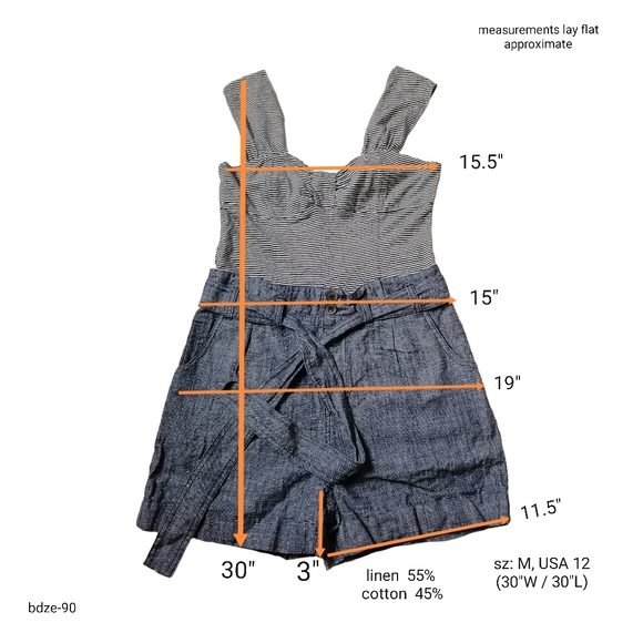 ๐ black and white striped sleeveless top with soft denim rompers by - Picture 2 of 8